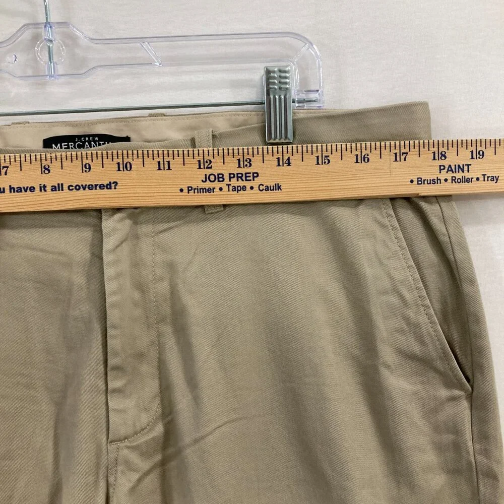 J. Crew Mens Flex Chino Pants size 34 x 32 Cream Tan Straight Leg‎ Preppy Office